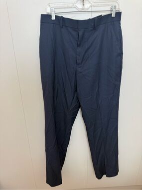 Perry Ellis Navy Flat-Front Dress Pants